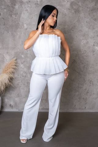 A Class Act Jumpsuit- White