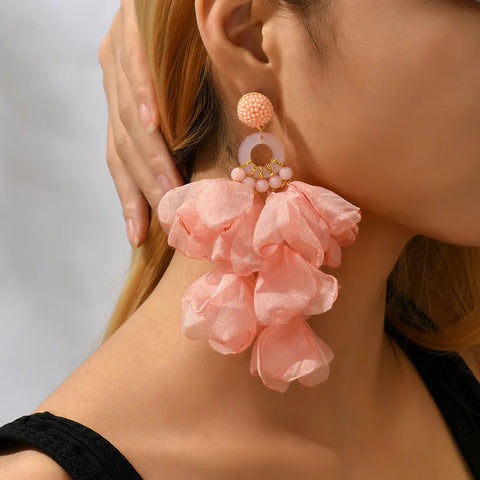 Coral Petal Drop Earrings