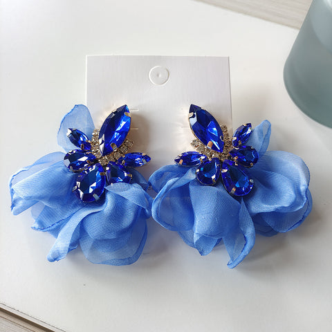 Maui Blue Rhinestone Earrings