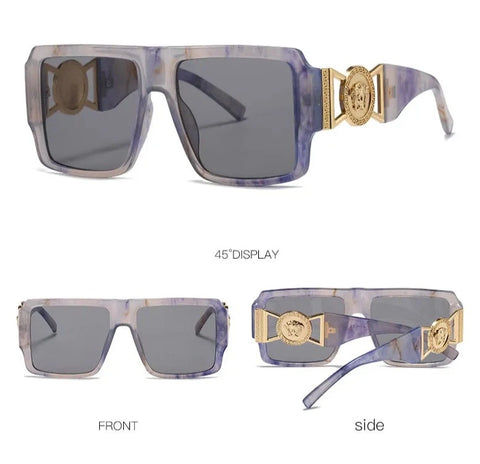Grey Blue Square Sunglasses