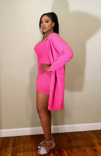 Pink Matter Mini Dress Set