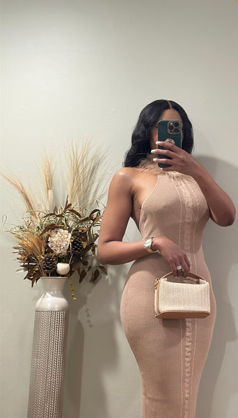 All About My Business Fur Midi Dress