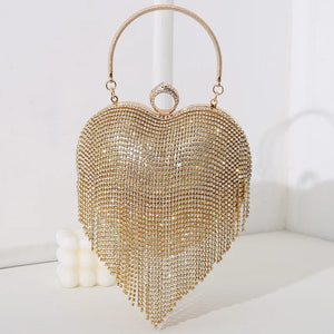 I Heart You Tassel Bag- Gold