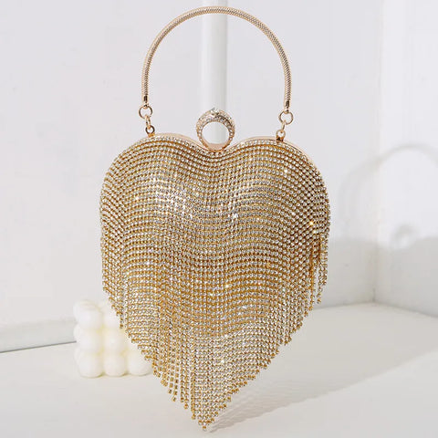 I Heart You Tassel Bag- Gold