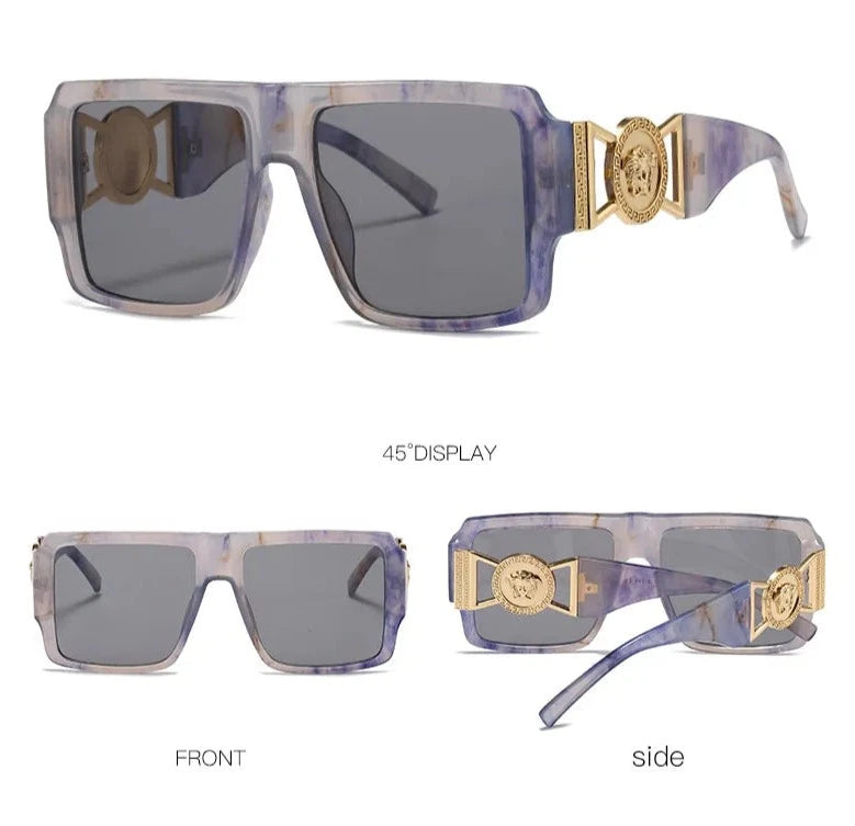 Grey Blue Square Sunglasses